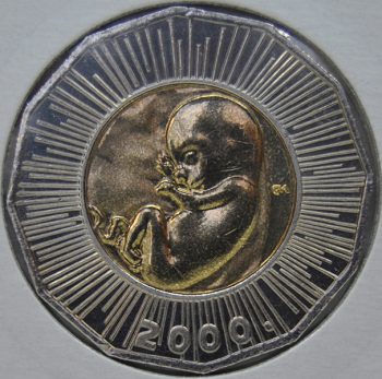 Croatia 25 KUNA 2000 KM-65, Bi-Metallic, 12-sided,Human fetus