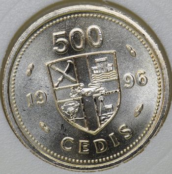 Ghana 500 CEDIS 1996 KM# 34 Nickel-Brass UNC
