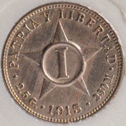 1915 Cuba CENTAVO KM# 9.1 (2.5 G.) first year rare coin