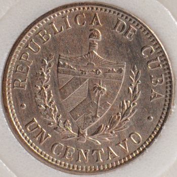 1915 Cuba CENTAVO KM# 9.1 (2.5 G.) first year rare coin