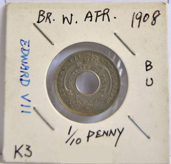 One-tenth of a penny British West Africa 1908 Edwardvs VIII
