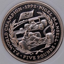 1993 AA Isle Of Man 5 POUNDS KM# 336 Virenium F1 World Champion Nigel Mansell 1992 coin