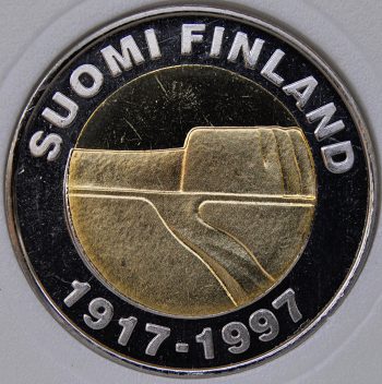 1997 Finland 25 MARKKAA KM# 85 MS63 Bi-Metallic 80th Anniversary of Independence