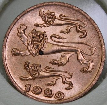 1929 Estonia SENT KM# 10 Bronze, first year
