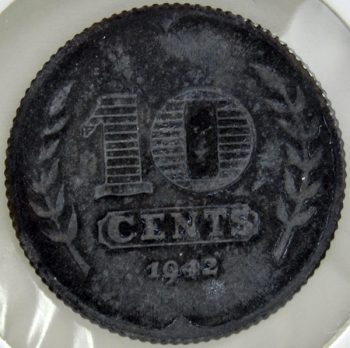 1942 Netherlands 10 Cents KM# 173 Zinc coin