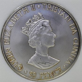 2000 Tristan Da Cunha 50 PENCE KM# 11 Princess Anne’s 50th Birthday coin