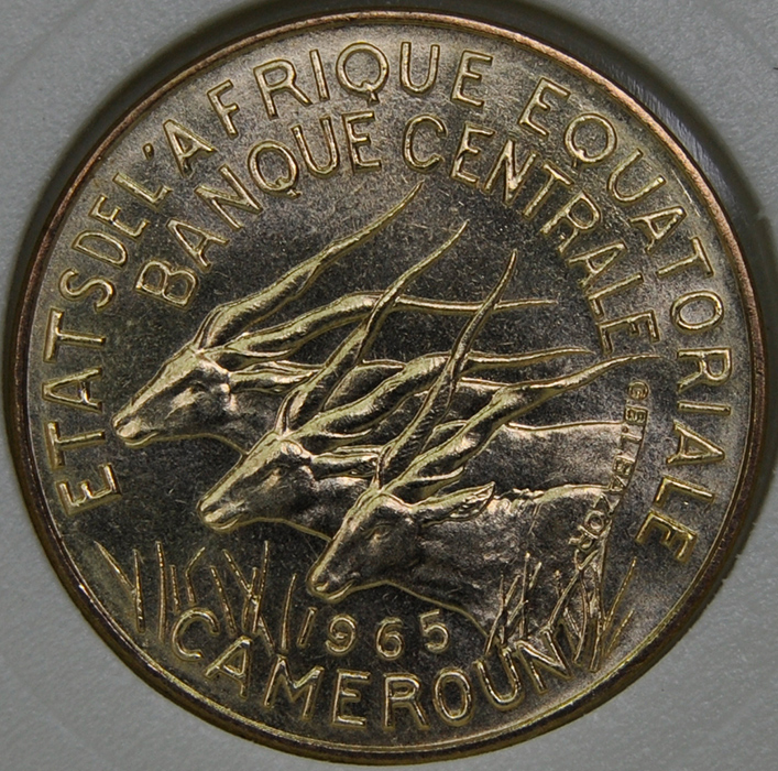 1965 Equatorial African States 10 FRANCS KM# 2a Aluminum-Bronze coin