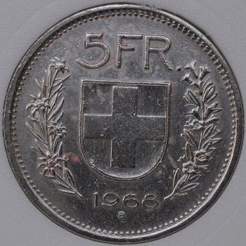 1968 Switzerland 5 FRANCE KM# 40a.1 coin