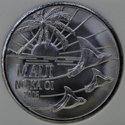 2005 Hawaii MAUI trade 1 DOLLAR Bat Rays in the surf Copper-Nickel Proof coin