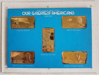 GROUP I : 5x1 TROY OZ .999 SILVER BARS by HAMILTON MINT - OUR GREATEST AMERICAN