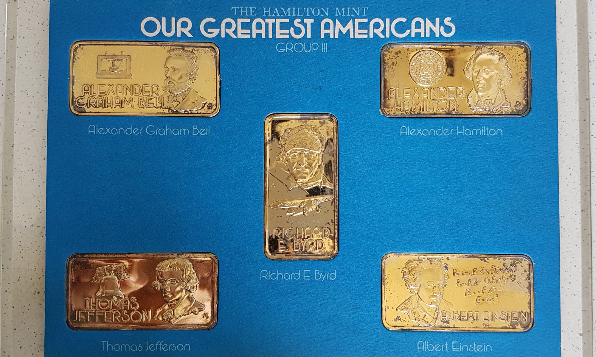 GROUP III: 5x1 TROY OZ .999 SILVER BARS by HAMILTON MINT - OUR GREATEST AMERICAN
