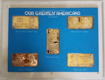 GROUP III: 5x1 TROY OZ .999 SILVER BARS by HAMILTON MINT - OUR GREATEST AMERICAN
